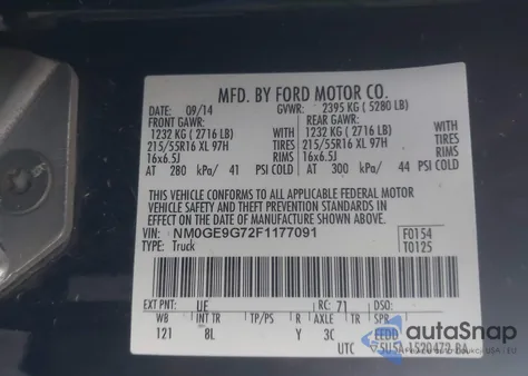 2015 Ford Transit Connect Titanium from USA, damaged, VIN NM0GE9G72F1177091